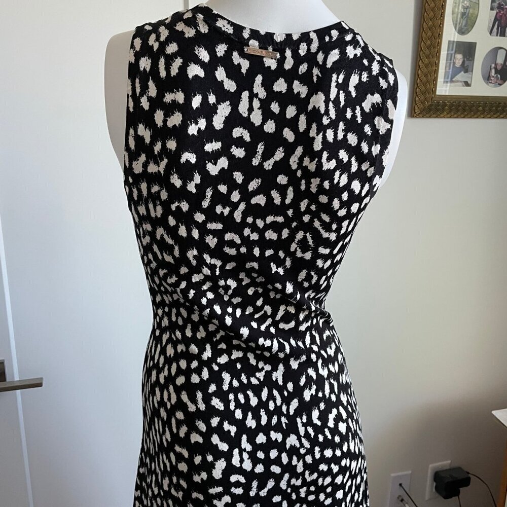 Michael Kors Slvless Crew Nk Fit & Flare Animal Print Knit Dress Blk Cream Sz S - Picture 5 of 11